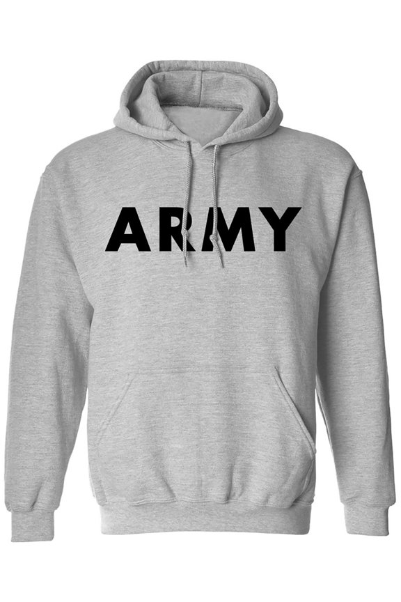 Big and Tall ARMY Hooded Sweatshirt in Gray