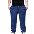 thumbnail image 1 of Big and Tall Baggy Jeans for Men Relaxed Fit Drawstring Waisted Denim Joggers Pants Straight Loose Jean Trousers, 1 of 9