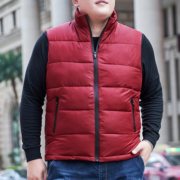 Big and Tall Big and Tall Jackets for Men Puffer Vest Full Zip Up Softshell Stand Collar Raglan Top Coats with Pockets