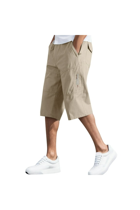 Big and Tall Cargo Shorts for Men 54 Rip-Stop Tapered Belted 3/4 Camo Cargo Short Regular Fit with Multi-Pocket,Yellow,XXL