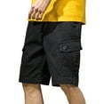 thumbnail image 1 of Big and Tall Cargo Shorts for Men Stretch Elastic Waist Drawstring 3/4 Capri Cargo Pants Regular Fit with Multi-Pocket,Black,XL, 1 of 6