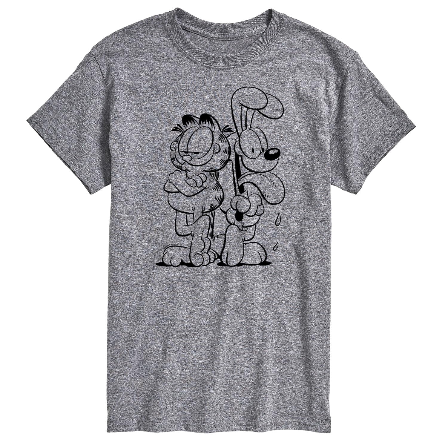 Big and Tall Cartoon Cat and Dog Outline T-Shirt in Athletic Heather ...