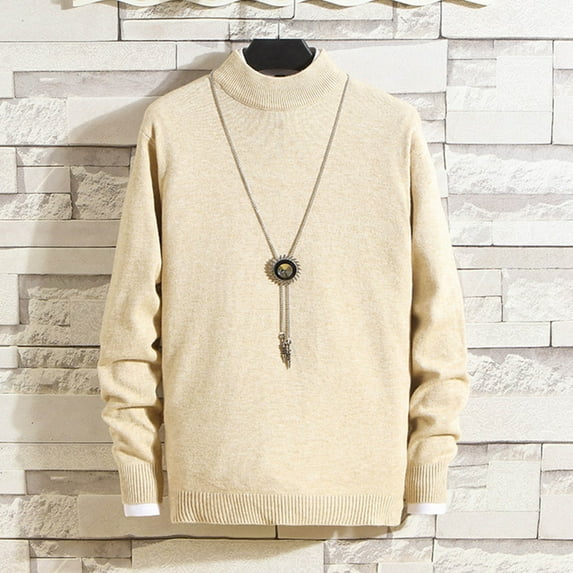 Big and Tall Chunky Knit Sweater Casual Turtleneck Loose Fit Solid Color Layering Top for Fall Winter,M-5XL