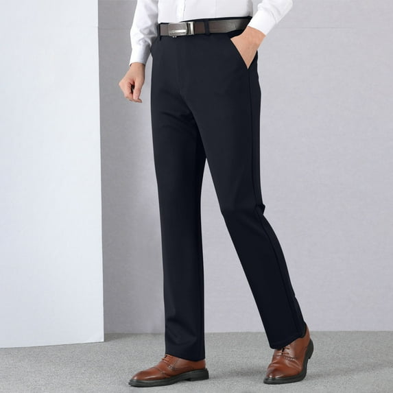 Big and Tall Dress Pants for Men Stretch Pocket Zipper Suit Pants Straight Business Solid Color Trousers