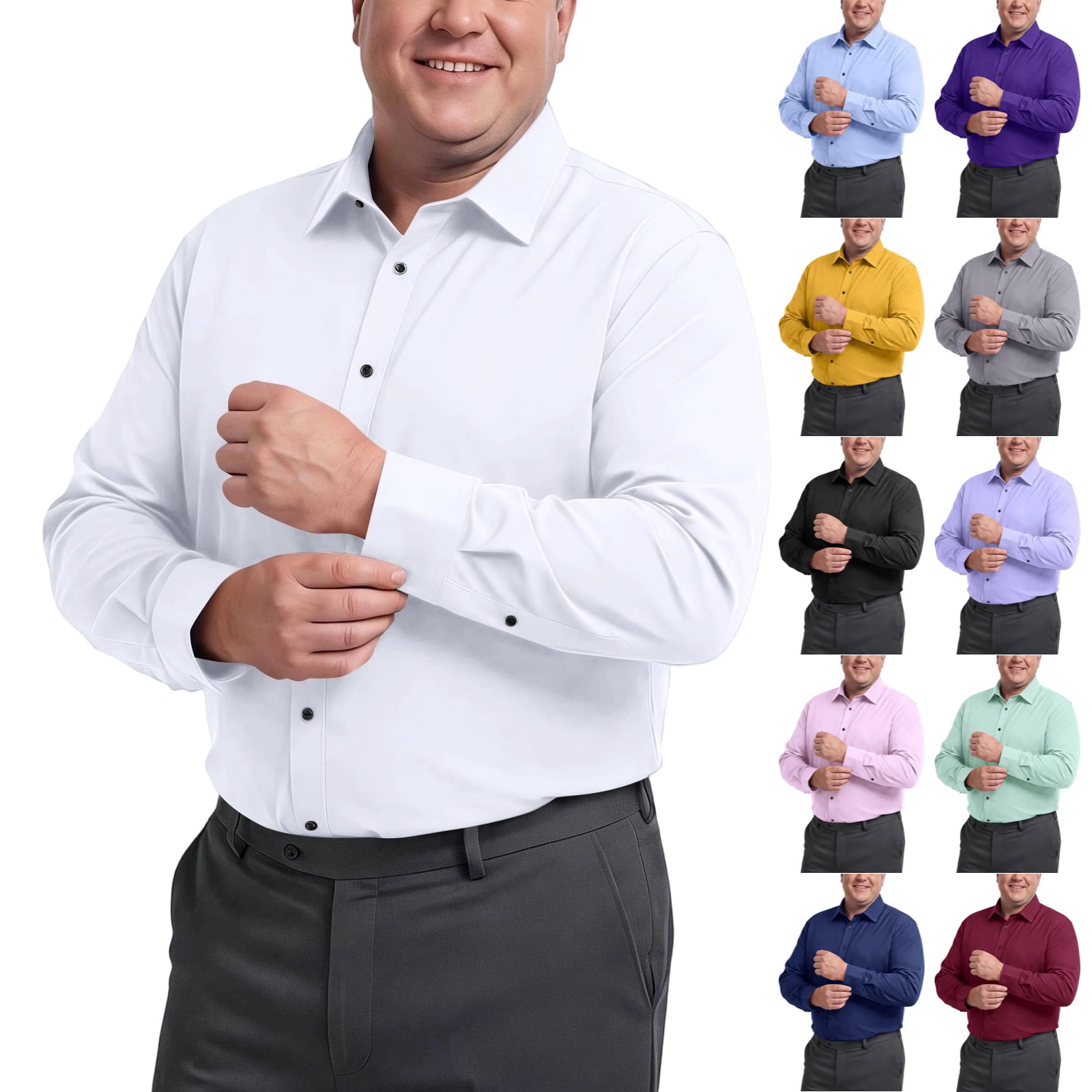 white long sleeve dress shirt big and tall Big & Tall Performance Comfort L/S Button-Down Shirt