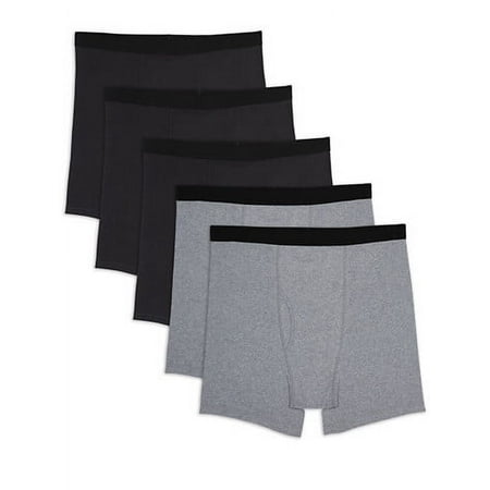 Big and Tall Essentials by DXL Men's Assorted Boxer Briefs, Black Grey Multi, 2XL, Pack of 5