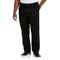 Big and Tall Essentials by DXL Men's Flat-Front Twill Pants, Black, 54W X 32L