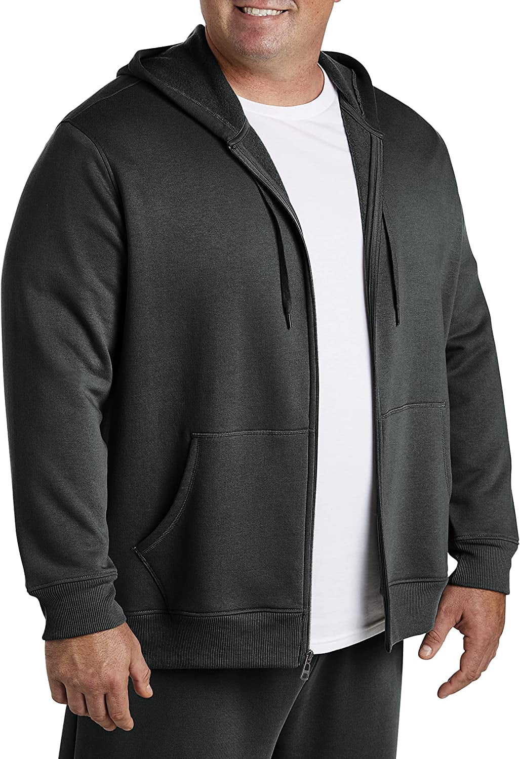 Big and Tall Essentials by DXL Men's FullZip Fleece Hoodie, Black, 7XL