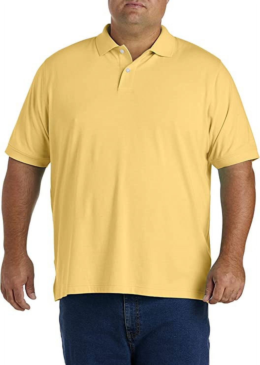 Big and Tall Essentials by DXL Men's Jersey Polo Shirt, Yellow, 3XLT