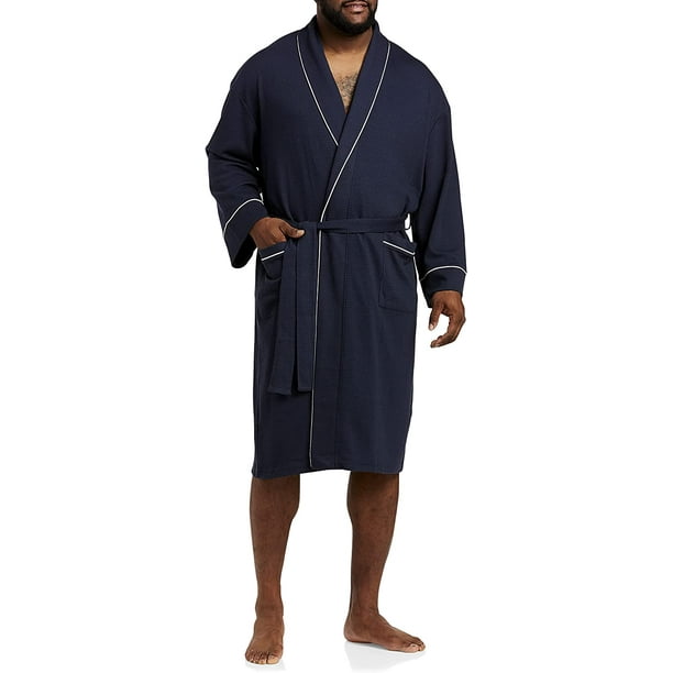 Big and Tall Essentials by DXL Men's Lightweight Robe, Navy, 1XTL/2XTL