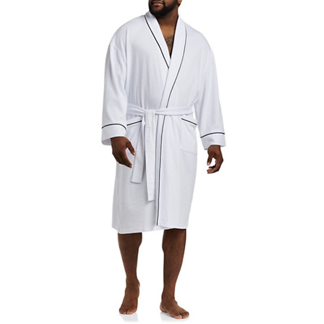 Big and Tall Essentials by DXL Men's Lightweight Robe, White, 3XL/4XL