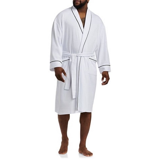 Big and Tall Essentials by DXL Men's Lightweight Robe, White, 3XL/4XL