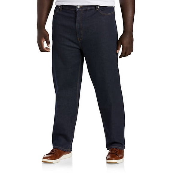 Big and Tall Essentials by DXL Men's Loose Fit Jeans, Dark Rinse, 54W x 32L