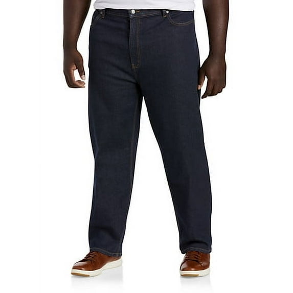 Big and Tall Essentials by DXL Men's Loose Fit Jeans, Dark Rinse, 56W x 30L