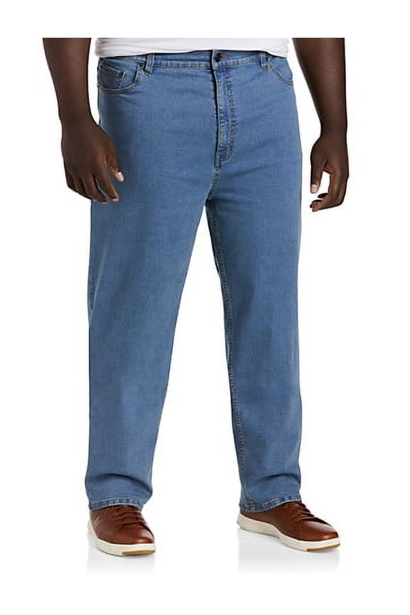 Big and Tall Essentials by DXL Men's Loose Fit Jeans, Light Wash, 44W x 34L