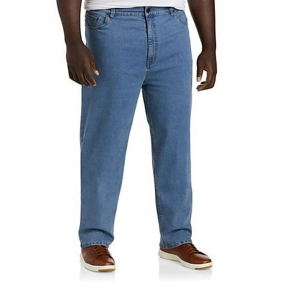 Big and Tall Essentials by DXL Men's Loose Fit Jeans, Light Wash, 60W x 32L