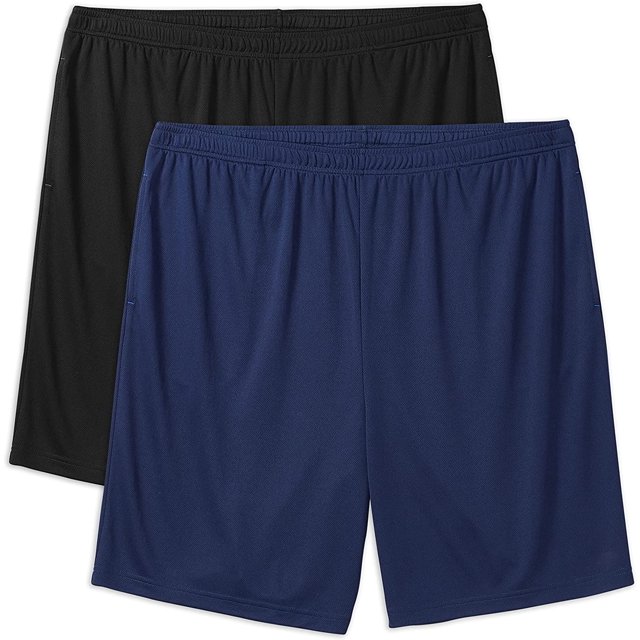 Big and Tall Essentials by DXL Men's Mesh Shorts, Black/Navy, 2XL, Pack