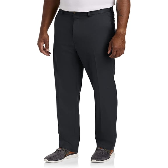 Big and Tall Essentials by DXL Men's Microfiber Dress Pants, Black, 46W x 34L
