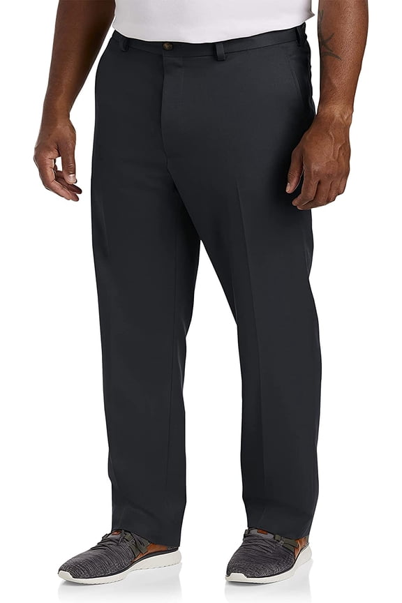 Big and Tall Essentials by DXL Men's Microfiber Dress Pants, Black, 48W x 32L