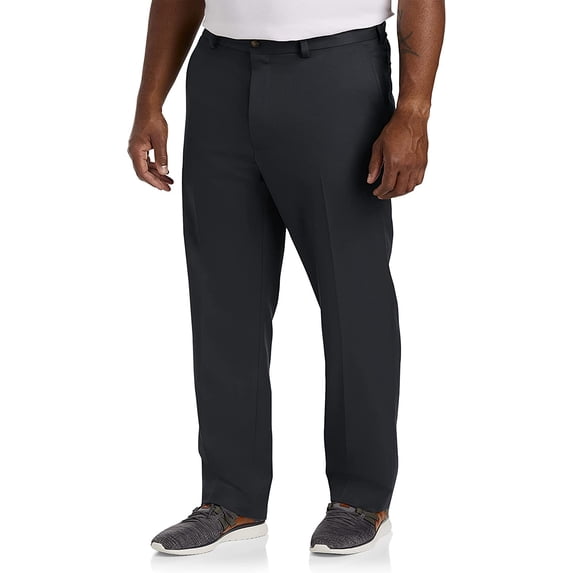 Big and Tall Essentials by DXL Men's Microfiber Dress Pants, Black, 58W x 30L