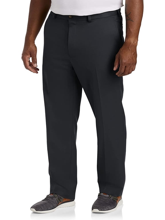 Big and Tall Essentials by DXL Men's Microfiber Dress Pants, Black, 58W x 30L