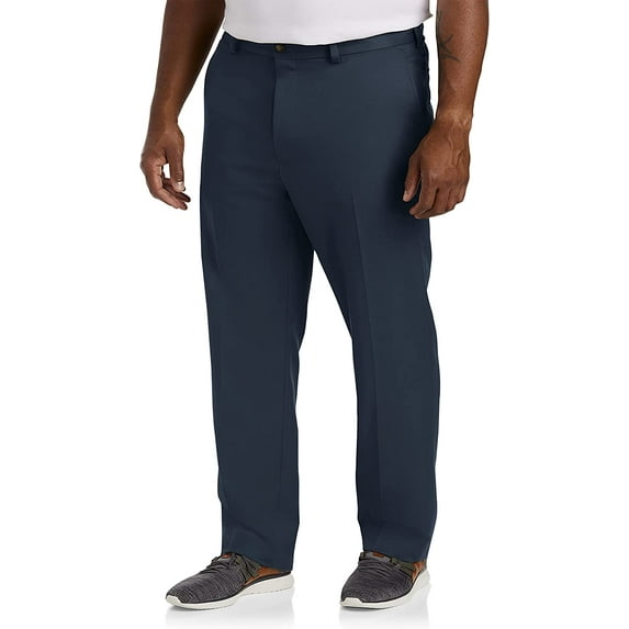 Big and Tall Essentials by DXL Men's Microfiber Dress Pants, Navy, 48W x 30L