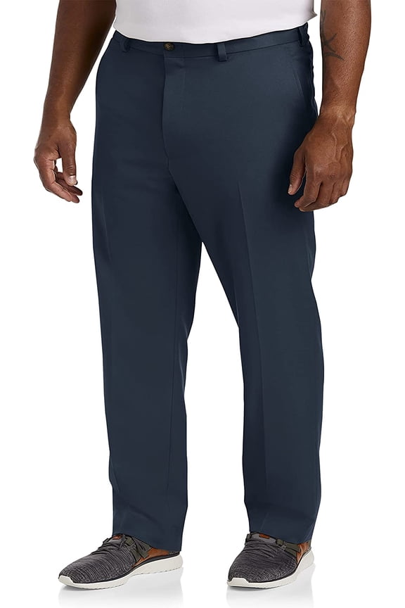 Big and Tall Essentials by DXL Men's Microfiber Dress Pants, Navy, 48W x 30L