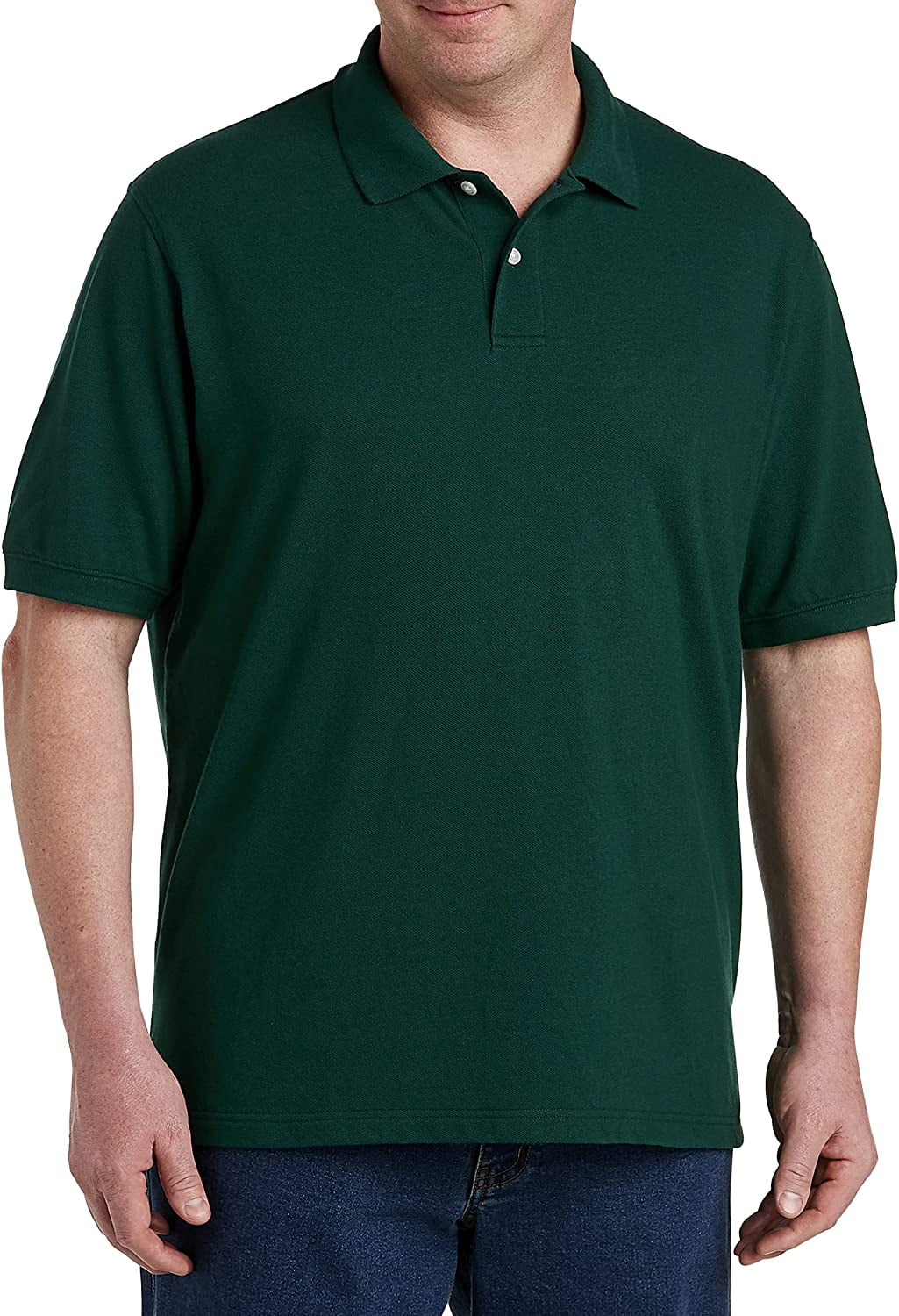 Female cotton poly pique blend short sleeve polo shirt in hunter green