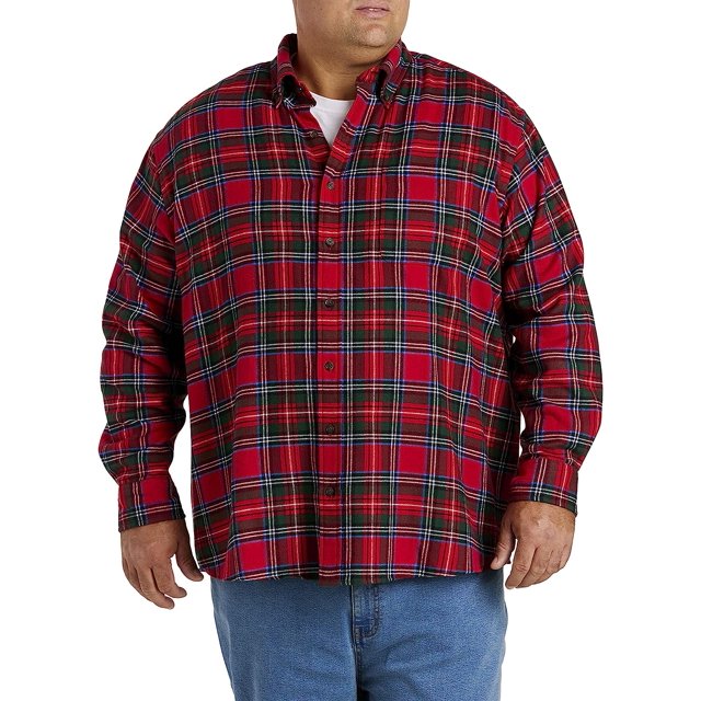 Big and Tall Essentials by DXL Men's Plaid Flannel Sport Shirt, Red ...