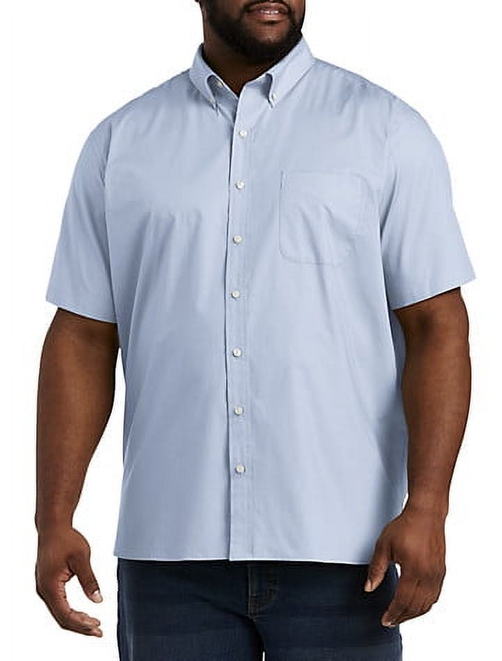 Big and Tall Essentials by DXL Men's Poplin Short-Sleeve Sport Shirt, Light  Blue, 5XLT