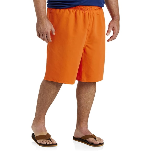 Big and Tall Essentials by DXL Men's Quick-Dry Swim Trunks, Orange, 5XL