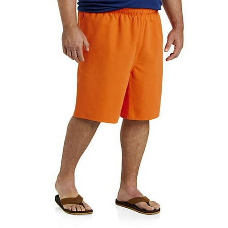 Big and Tall Essentials by DXL Men's Quick-Dry Swim Trunks, Orange, 5XL