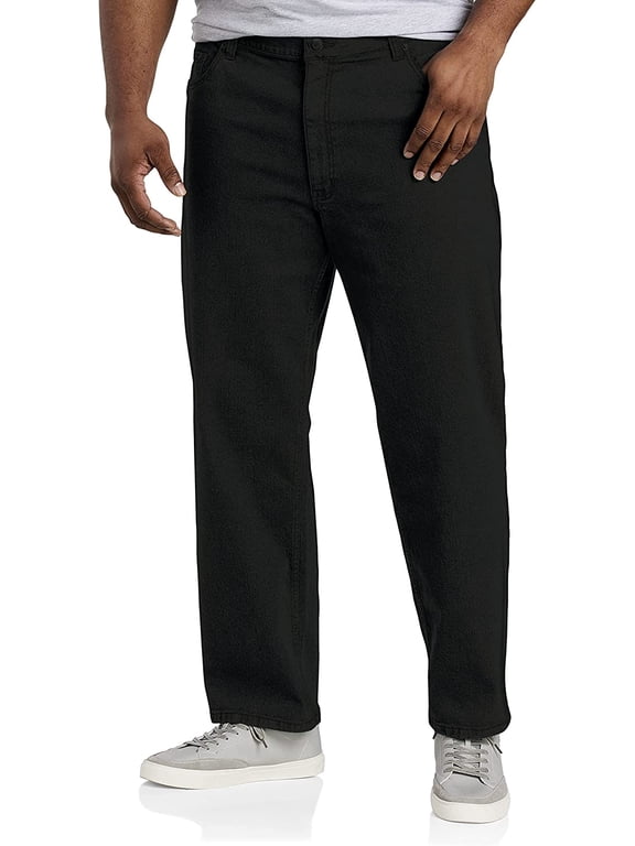 Big and Tall Essentials by DXL Men's Relaxed-Fit Jeans, Black, 52W x 30L