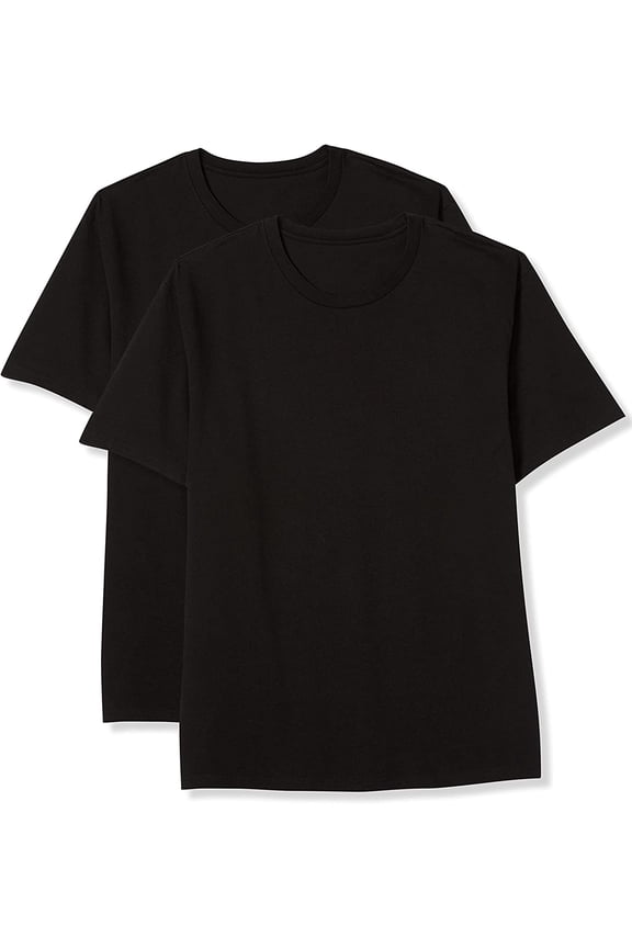 Big and Tall Essentials by DXL Men's Short-Sleeve Crewneck T-Shirt, Black, 4XL, Pack of 2