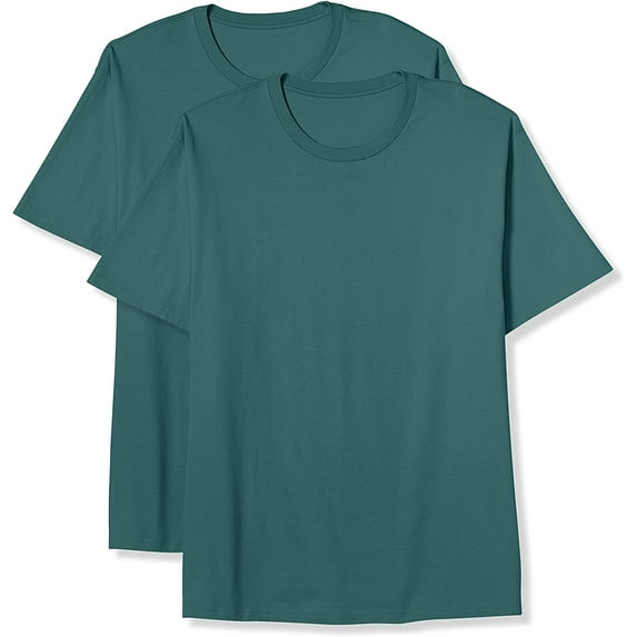 Big and Tall Essentials by DXL Men's Short-Sleeve Crewneck T-Shirt, Green, 7XL, Pack of 2