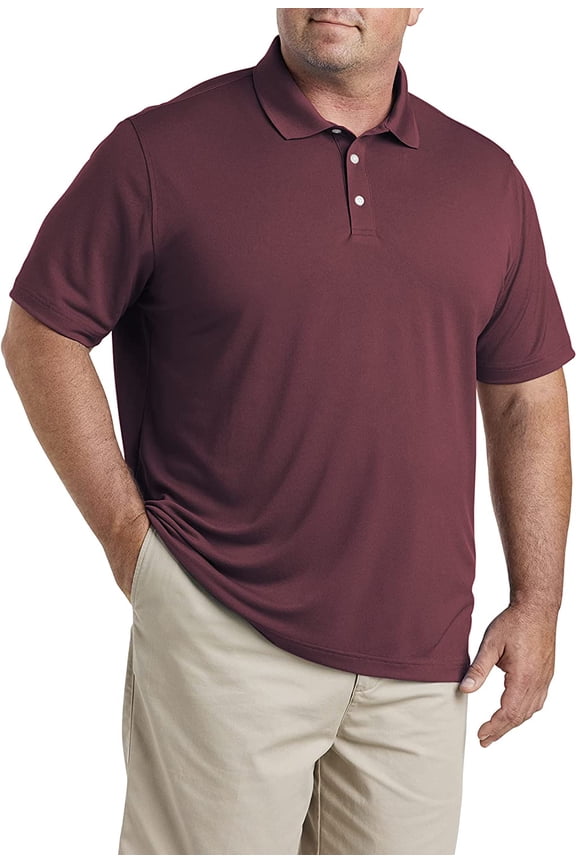 Big and Tall Essentials by DXL Men's Solid Golf Polo Shirt, Port, 2XLT