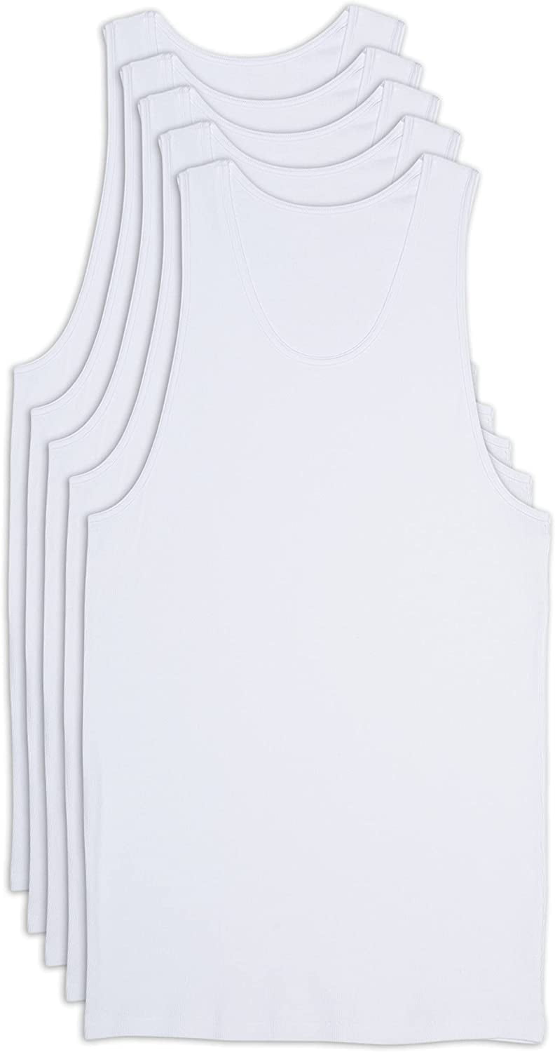 Big and Tall Essentials by DXL Men's Tanks, White, 4XL, Pack of 5