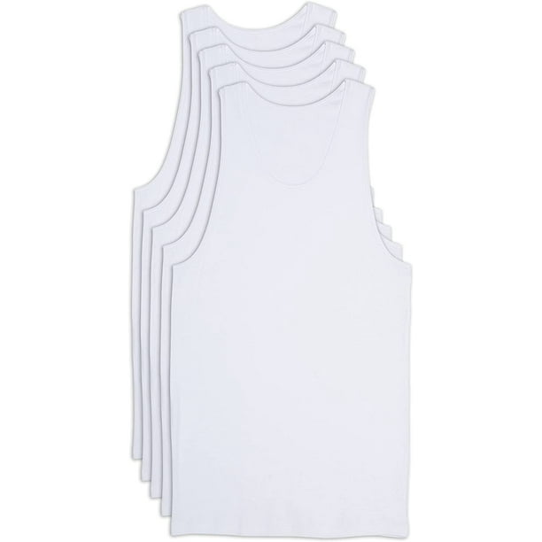 Big and Tall Essentials by DXL Men's Tanks, White, 4XL, Pack of 5