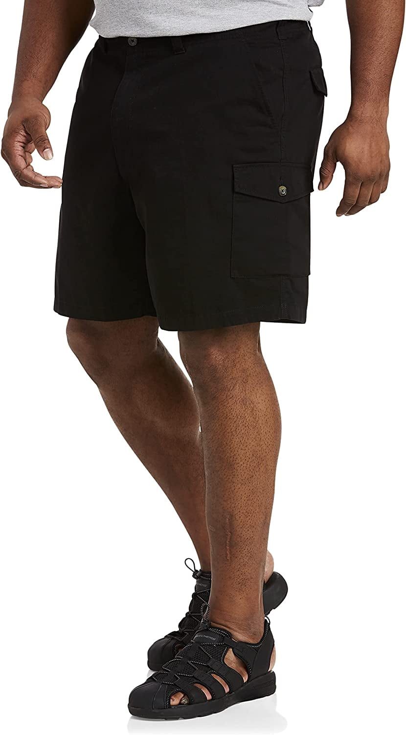 Big and Tall Essentials by DXL Men's Twill Cargo Shorts, Black, 52