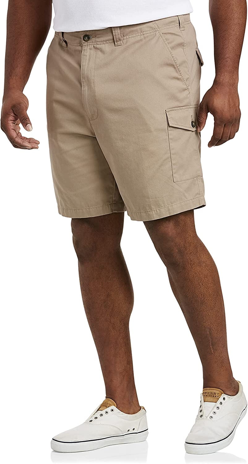 Big and Tall Essentials by DXL Men's Twill Cargo Shorts, Dark Khaki, 54