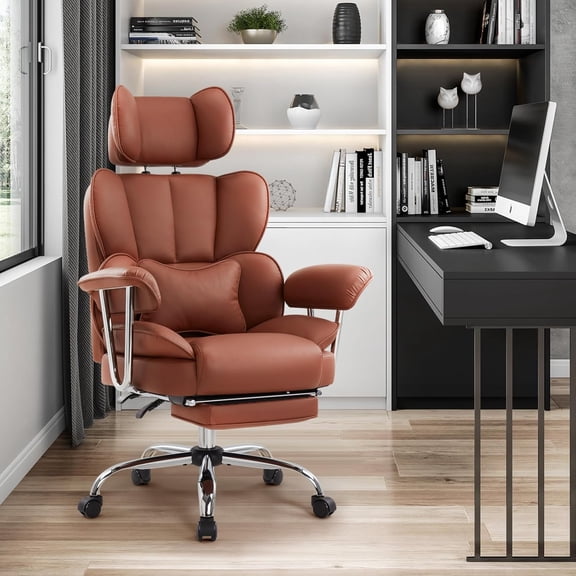 Big and Tall Executive Office Chair, Ergonomic High Back PU Leather Desk Chair with Footrest