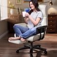 thumbnail image 1 of Big and Tall Executive Office Chair with Wheels – 400LBS Heavy Duty, Reclining with Adjustable Footrest, Vintage Button Tufted Leather Style in Black, 1 of 8