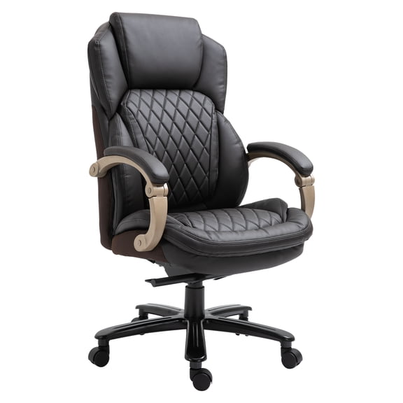 Big and Tall Executive Office Chair with Wide Seat, Computer Desk Chair with High Back Stitching, Adjustable Height & Swivel Wheels, Brown