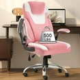 thumbnail image 1 of Big and Tall Fabric Office Chair 500LBS with Adjustable Lumbar Support, Extra Wide Seat for Heavy Duty Executive Desk Chair,Pinkwhite, 1 of 9