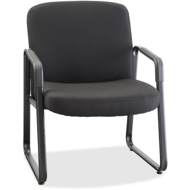 Deluxe Comfort Big & Tall Black Fabric Guest Chair with Metal Sled Base