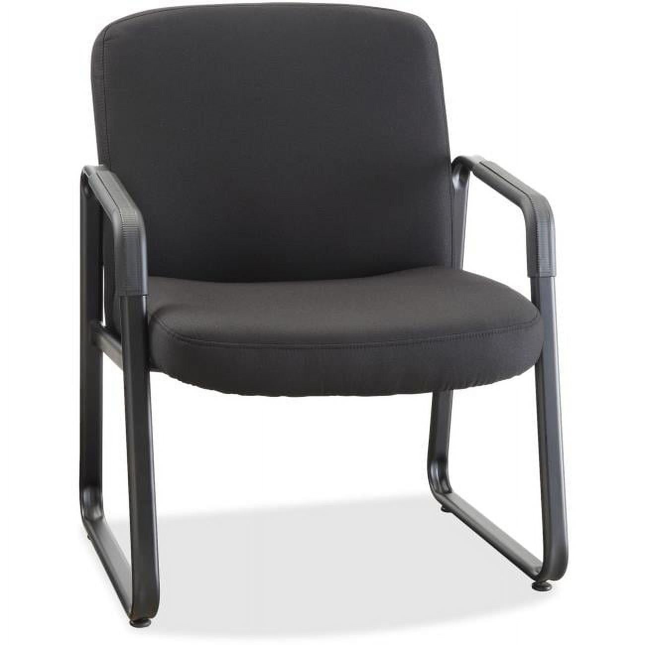 Deluxe Comfort Big & Tall Black Fabric Guest Chair with Metal Sled Base