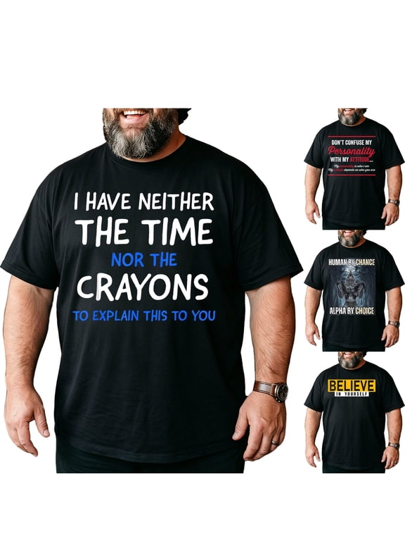 Big and Tall Funny Shirts Men Hilarious Sarcastic Quote Saying Cotton Graphic Tee 4XL T0 5I0N W59