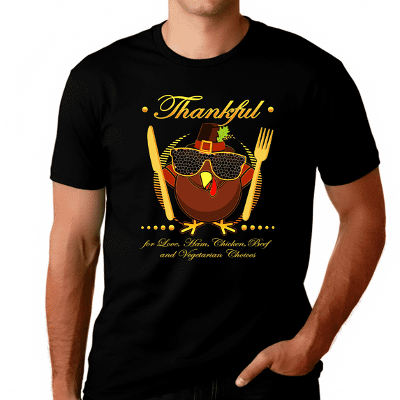Big and Tall Funny Thanksgiving Shirts for Men Plus Size XL 2XL 3XL 4XL 5XL Plus Size Thankful Shirt for Men
