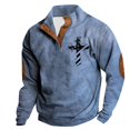 thumbnail image 1 of Big and Tall Graphic Sweatshirts for Men Pullover Plus Size S-5XL Casual Long Sleeve Button Stand Collared Basic Loose Comfort Tees Shirts, 1 of 2