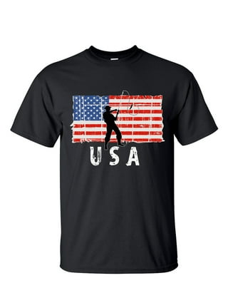 Big and Tall Tee - American Flag USA Outdoor Fishing Shirts for Men